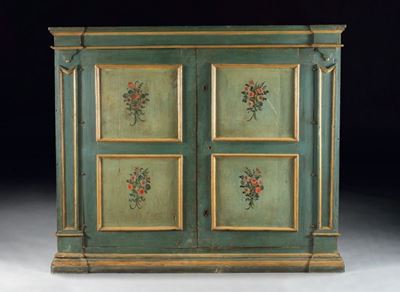 Grande Armadio in Legno Laccato Azzurro e Giallo