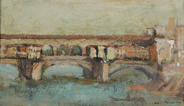 Marcello Boccacci - Lotto unico di due dipinti «Ponte Vecchio» e «Ponte S. Trinita  distrutto»