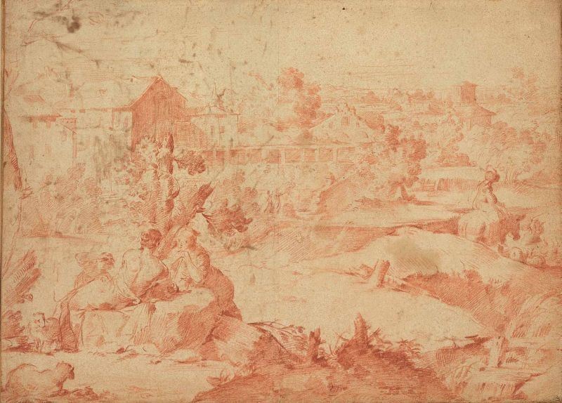 Aureliano Milani (attr. A) - Paesaggio Arcadico