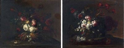 Due Dipinti a Soggetto «natura Morta con Vaso di Fiori»