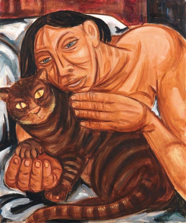 Giuseppe Migneco - Donna col gatto
