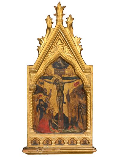 Crocifissione, tempera su tavola cuspidata a fondo oro