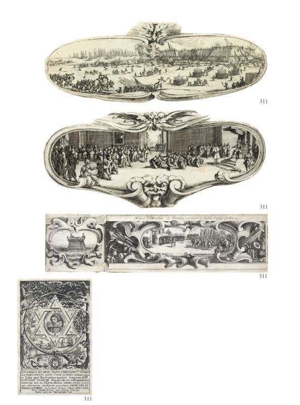 Jacques Callot : Lotto di quattro incisioni a soggetti vari  - Acqueforti - Auction IMPORTANT OLD MASTERS PAINTINGS - I - Casa d'aste Farsettiarte