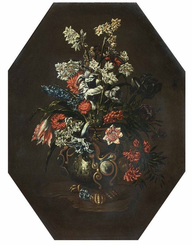 Scuola Toscana del XVII Secolo - Natura Morta con Vaso di Fiori