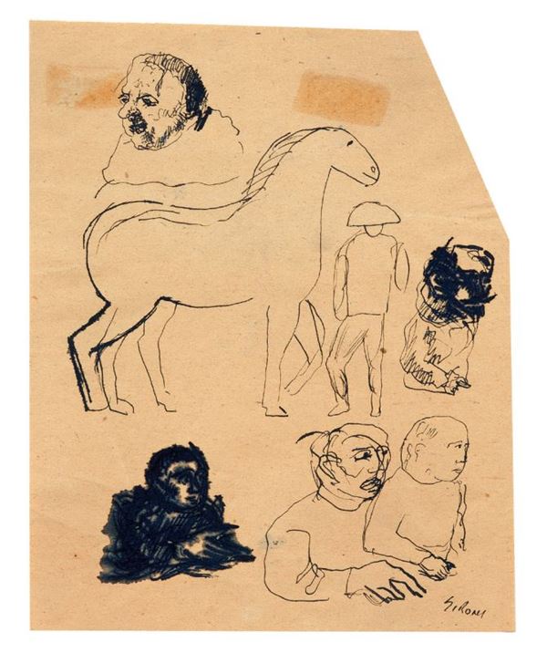 Mario Sironi - Figure e cavallo