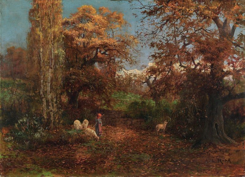 Leonardo Roda - Paesaggio con Pastorella e Gregge