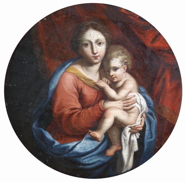 Marcantonio Franceschini (attr. a) : Madonna col Bambino  - Olio su tavola - Asta IMPORTANTI DIPINTI ANTICHI - I - Casa d'aste Farsettiarte