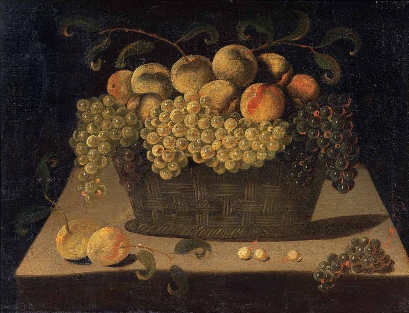 Scuola Lombardo-piemontese del XVII Secolo - Natura Morta con Cesto di Frutta