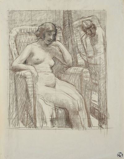 Nudo Femminile su una Poltrona allo Specchio