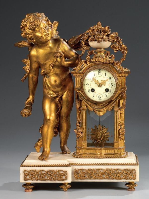Orologio a Mensola in Bronzo Dorato