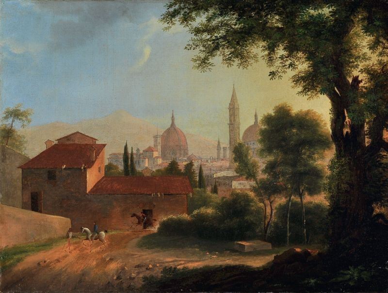 Ignoto del XIX Secolo - Veduta di Firenze con il Duomo e Santo Spirito
