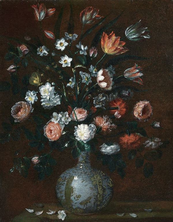 Astolfo Petrazzi - Natura morta con fiori e vaso di porcellana