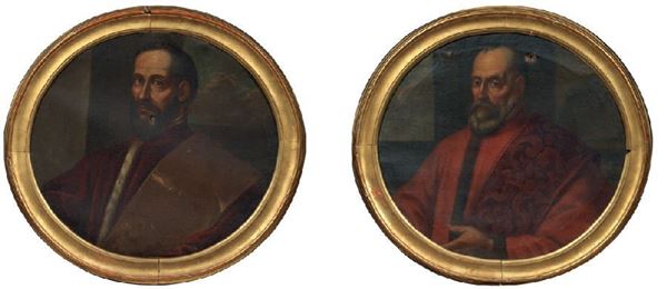 Scuola veneta del XVII secolo - Due dipinti a soggetto «Ritratto di nobile veneziano»