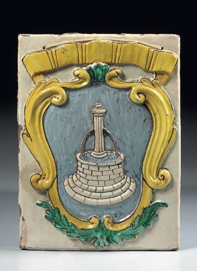 Lastra a Bassorilievo in Maiolica Policroma