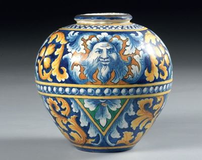 Vaso Globulare in Maiolica Policroma