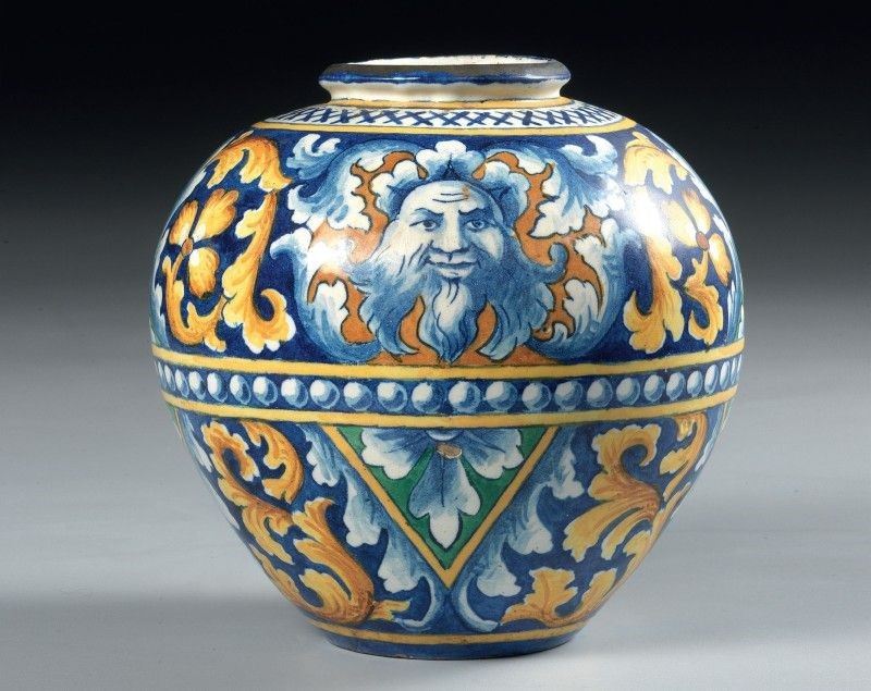 Vaso Globulare in Maiolica Policroma