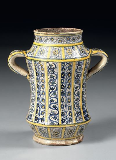 Albarello Biansato in Maiolica Policroma