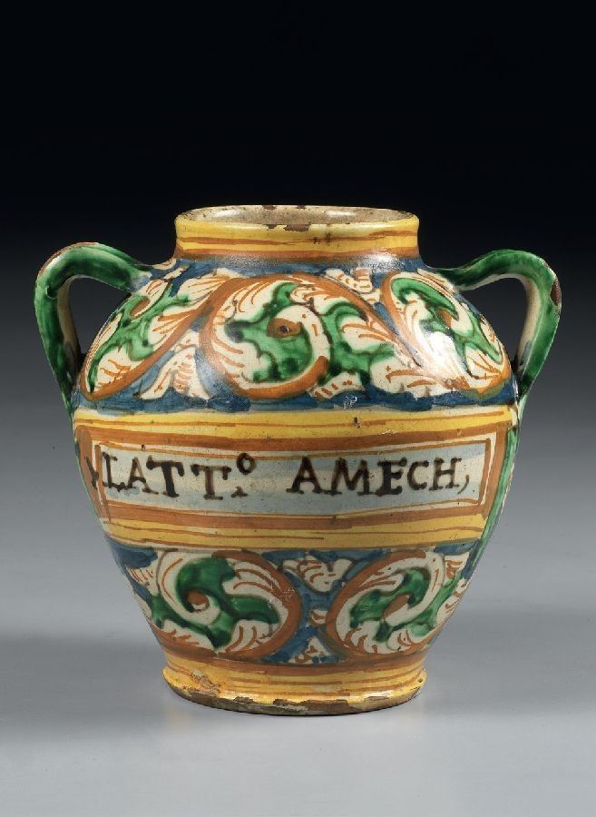 Orciolo Biansato in Maiolica Policroma