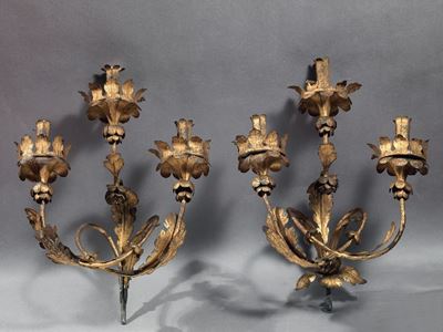 Coppia di Appliques in Ferro Battuto