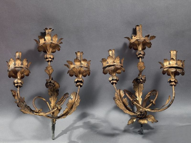 Coppia di Appliques in Ferro Battuto