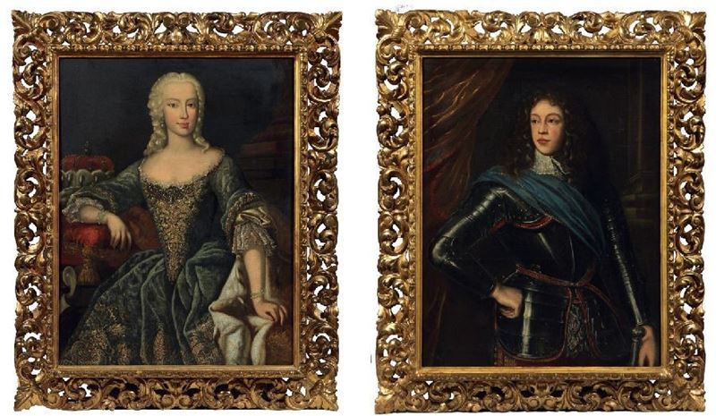 Scuola Inglese del XIX Secolo - «ritratto di Gentiluomo in Armatura» e «ritratto di Gentildonna»