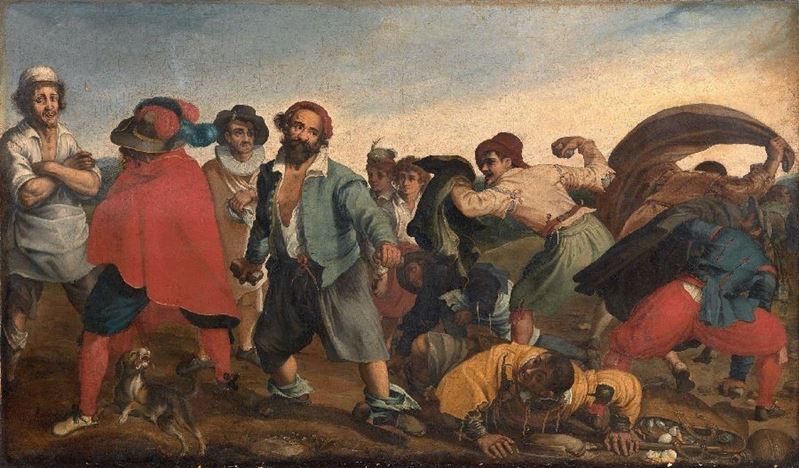 Francisco Villamena (attr. A) - Scena di Rissa