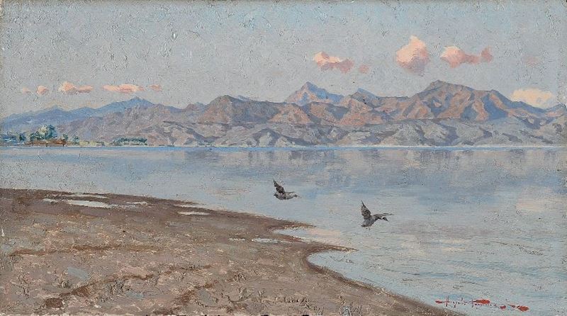 Angiolo Tommasi - Le Alpi Apuane Viste dal Lago di Massaciuccoli