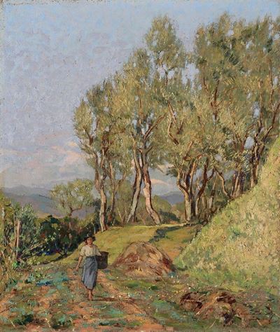 Campagna Toscana con Contadina