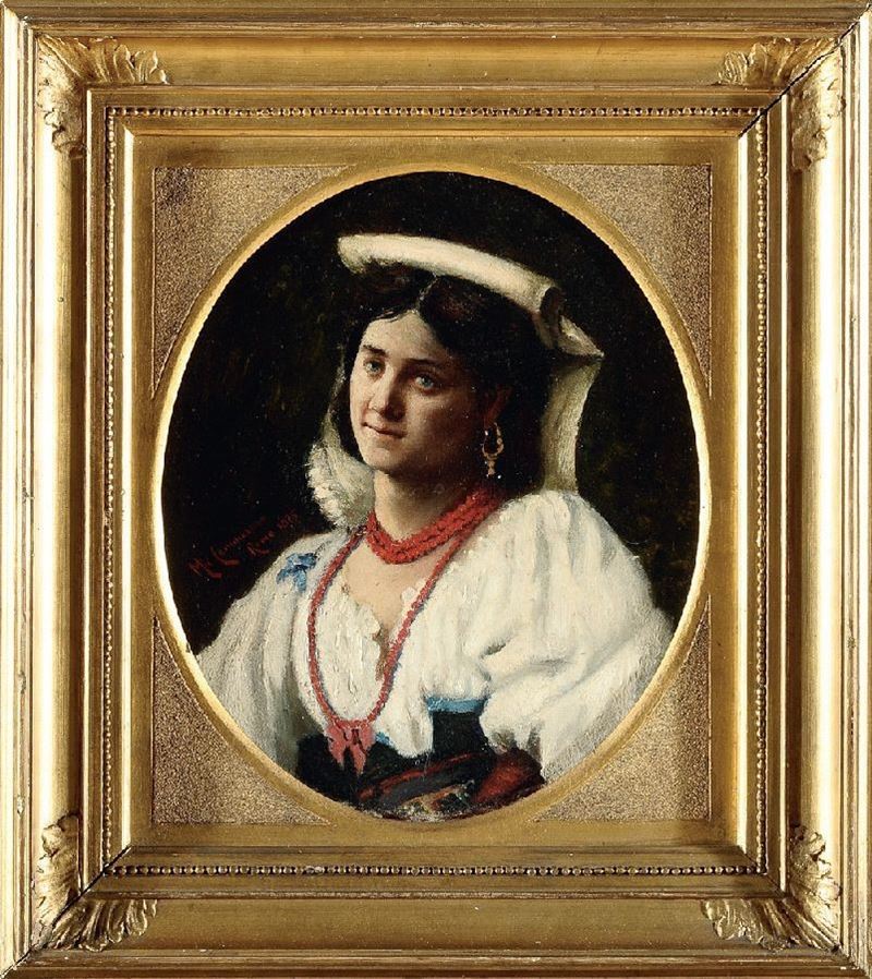 Michele Cammarano - Popolana con Collana di Corallo