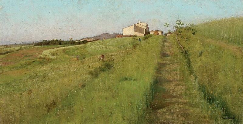 Adolfo Tommasi - Paesaggio con Casolare