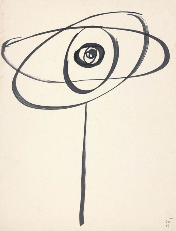 Enrico Baj : Senza titolo  (1954)  - Pennarello su carta - Auction Dipinti disegni sculture grafica Arte Contemporanea - I - Casa d'aste Farsettiarte