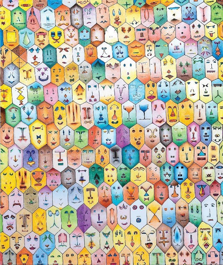 Alighiero Boetti - Faccine Colorate