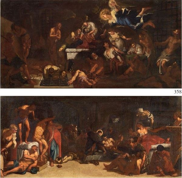 Scuola veneta del XVII secolo - «San Rocco in carcere confortato da un Angelo» e «San Rocco che risana gli appestati»