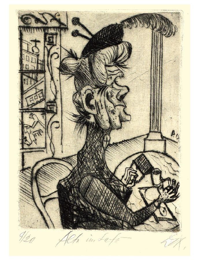 Otto DIX - Vecchia al Caffé (alte Im Café)