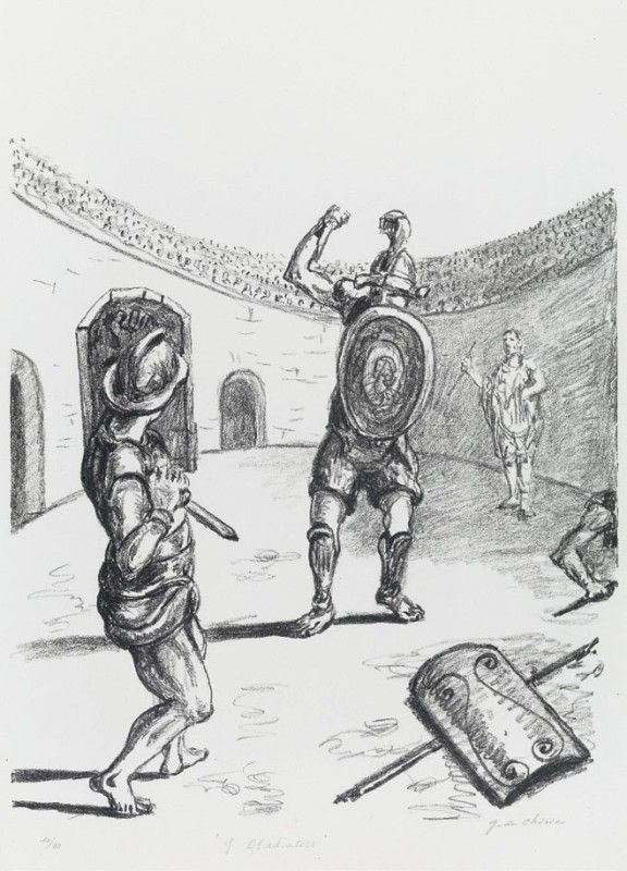 Giorgio de Chirico - Gladiatori nell'arena