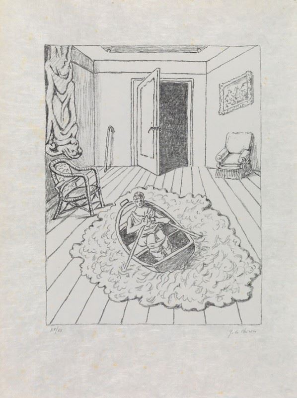 Giorgio de Chirico : Il ritorno di Ulisse  (1973)  - Litografia, es. XV/XX - Auction Dipinti disegni sculture grafica Arte Contemporanea - I - Casa d'aste Farsettiarte