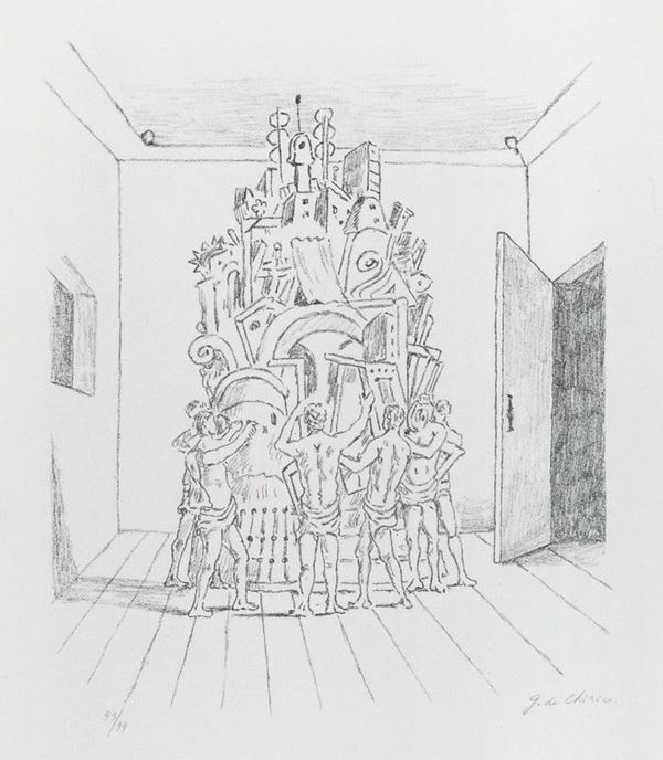 Giorgio de Chirico : Il Trofeo  (1973)  - Litografia, es. 59/99 - Auction Dipinti disegni sculture grafica Arte Contemporanea - I - Casa d'aste Farsettiarte