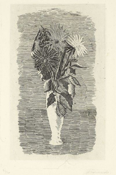 Fiori in un Vasetto Bianco
