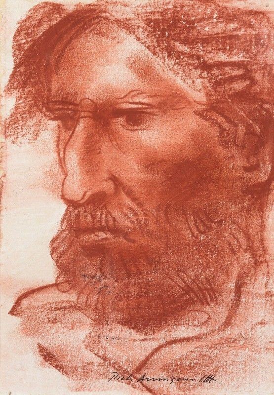 Pietro Annigoni - Due Disegni Raffiguranti «volto D'uomo»