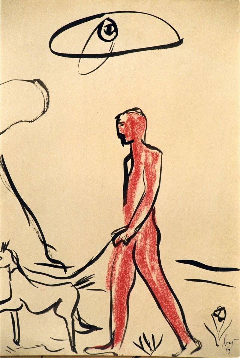 Enrico Baj - Uomo con Cane