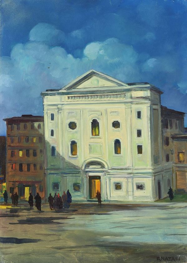 Renato Natali : La Sinagoga di Livorno  (1942)  - Olio su tela - Asta DIPINTI E SCULTURE DEL XIX E XX SECOLO - II - Casa d'aste Farsettiarte