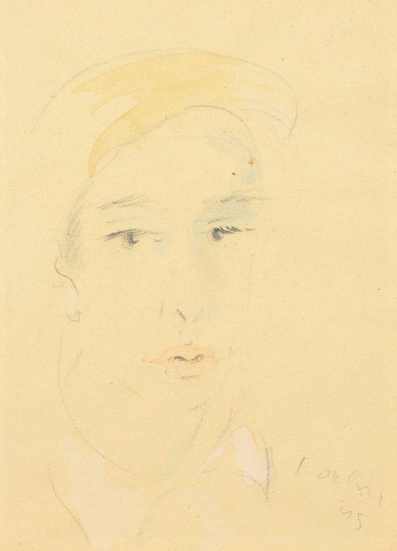 Filippo de Pisis : Volto  (1945)  - Acquerello su carta - Auction Dipinti disegni sculture grafica Arte Contemporanea - I - Casa d'aste Farsettiarte