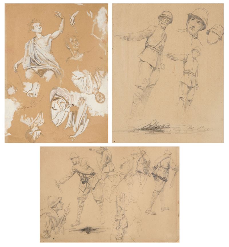 Michele Garinei - Tre Disegni con «studi di Figure e Soldati»
