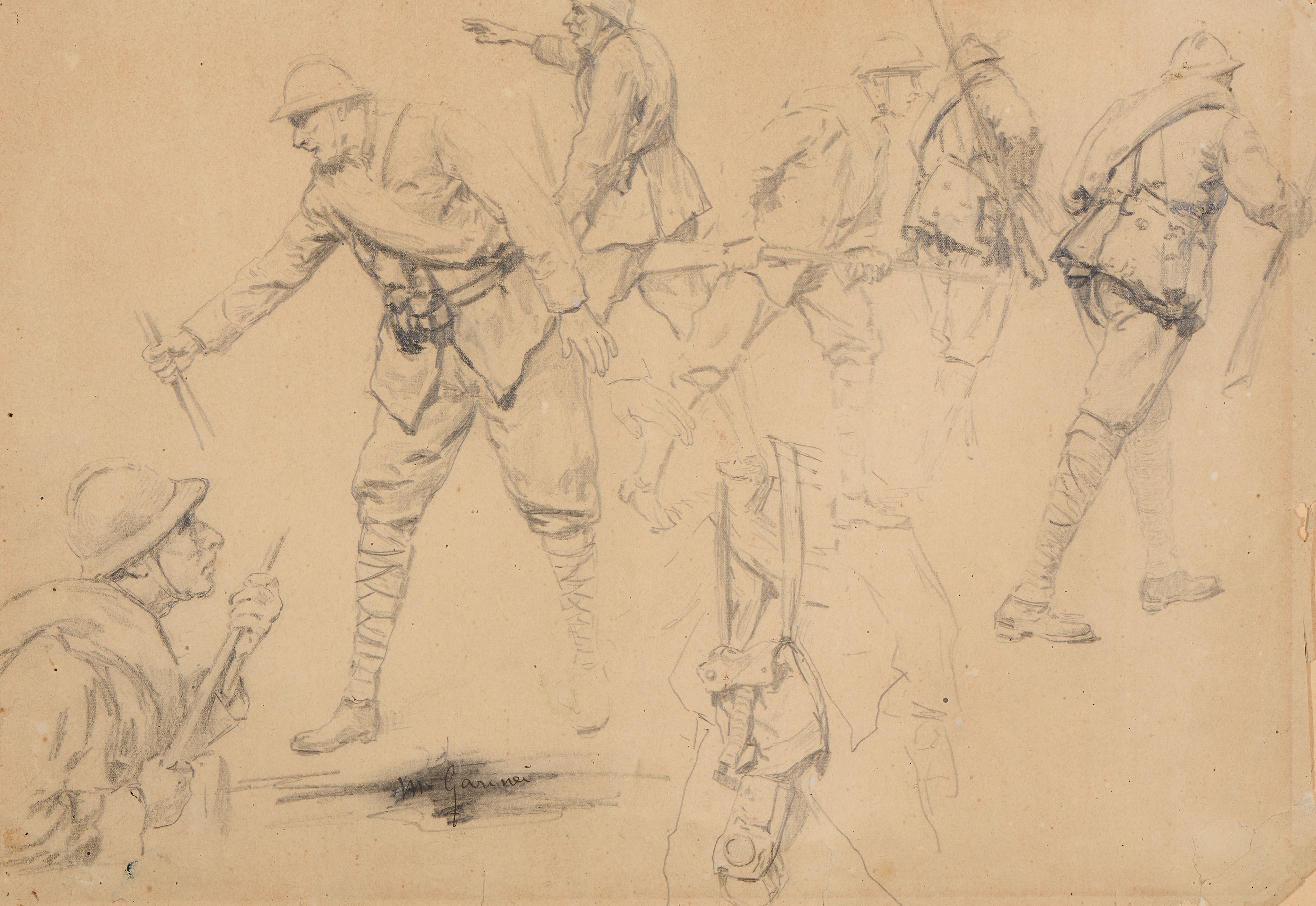 Michele Garinei - Tre Disegni con «studi di Figure e Soldati»