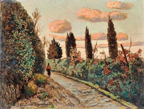 Gino Romiti - Viale con Cipressi