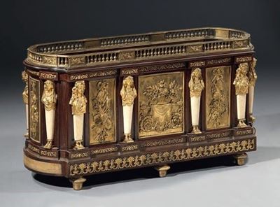 Fioriera in Legno di Mogano e Bronzo