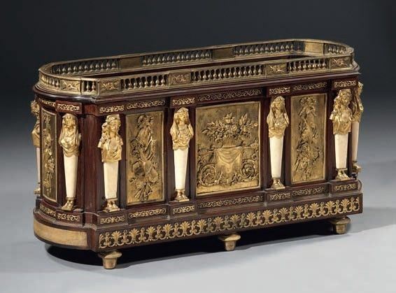 Fioriera in Legno di Mogano e Bronzo
