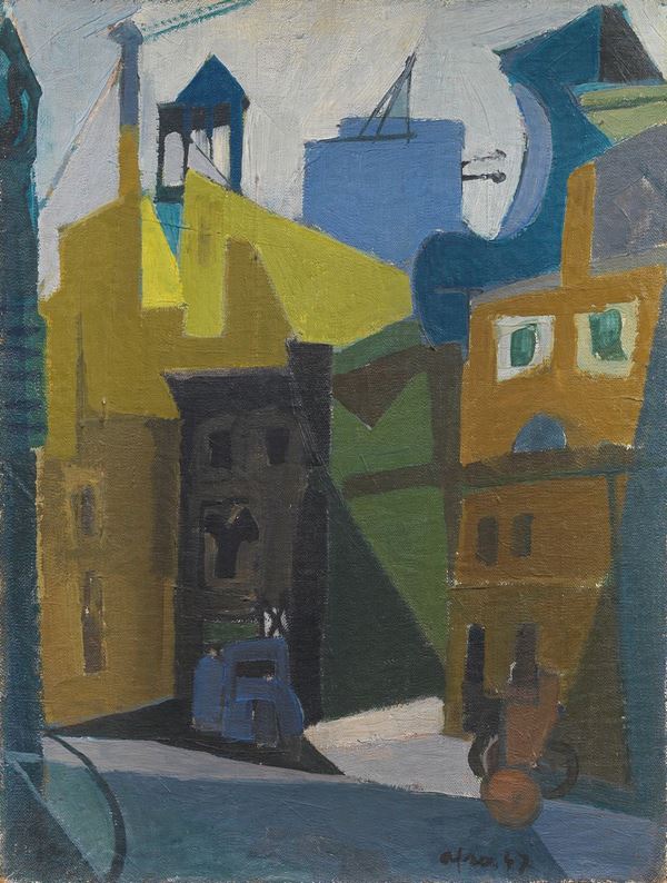 Afro : Strada di città  (1947)  - Olio su tela - Asta Arte Moderna - II - Casa d'aste Farsettiarte