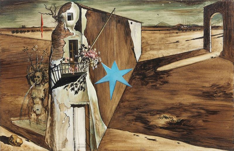 Salvador Dalí - Composition Avec Tour (progetto per Sipario di Scena di «café De Chinitas»)