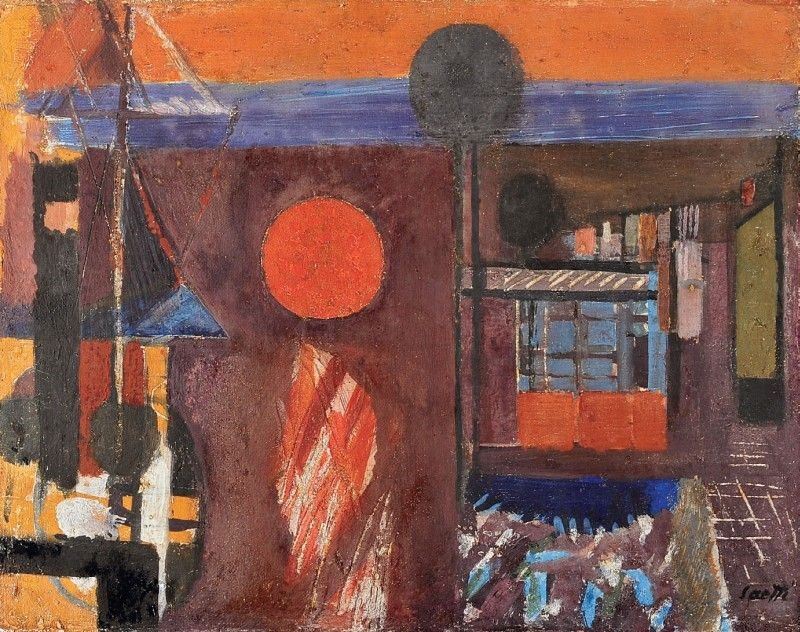 Bruno Saetti - Paesaggio Col Sole